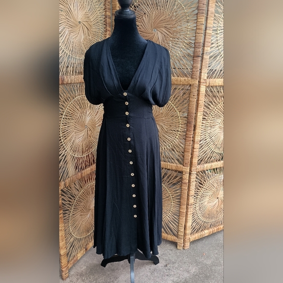 NWT Miss Me Elegant Black Button-Down Dress_Med - Picture 3 of 7